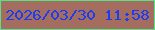 文字の大きさ：2、枠の色：58e286、背景の色：a56d5f、文字の色：1a3eef 無料ブログパーツのブログ時計