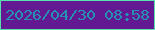 文字の大きさ：5、枠の色：58e2b0、背景の色：631991、文字の色：2592b3 無料ブログパーツのブログ時計