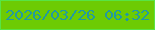 文字の大きさ：3、枠の色：58e445、背景の色：6dcb03、文字の色：229aa0 無料ブログパーツのブログ時計