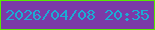文字の大きさ：5、枠の色：58e900、背景の色：7b3aa7、文字の色：1cacd4 無料ブログパーツのブログ時計