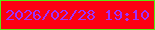 文字の大きさ：2、枠の色：58ea11、背景の色：fc0012、文字の色：9e30fe 無料ブログパーツのブログ時計