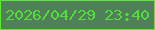 文字の大きさ：2、枠の色：58ee25、背景の色：4f805a、文字の色：53df37 無料ブログパーツのブログ時計