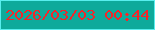 文字の大きさ：1、枠の色：58eeee、背景の色：0eaa9b、文字の色：f32529 無料ブログパーツのブログ時計