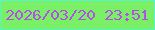文字の大きさ：3、枠の色：58f4c7、背景の色：7af066、文字の色：b64fe7 無料ブログパーツのブログ時計