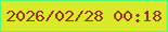 文字の大きさ：3、枠の色：58f875、背景の色：d8ea29、文字の色：953507 無料ブログパーツのブログ時計