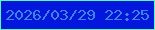 文字の大きさ：2、枠の色：58fbb8、背景の色：0317dd、文字の色：4382e3 無料ブログパーツのブログ時計