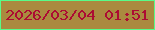 文字の大きさ：3、枠の色：58fc89、背景の色：aa8a3f、文字の色：ac0c33 無料ブログパーツのブログ時計