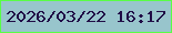 文字の大きさ：5、枠の色：58ff46、背景の色：98c5cc、文字の色：200c46 無料ブログパーツのブログ時計