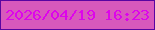 文字の大きさ：2、枠の色：5905a1、背景の色：d859bc、文字の色：dd05eb 無料ブログパーツのブログ時計
