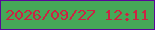 文字の大きさ：4、枠の色：59079a、背景の色：46a858、文字の色：cb2343 無料ブログパーツのブログ時計