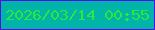 文字の大きさ：1、枠の色：5909ec、背景の色：00b4aa、文字の色：2fe63a 無料ブログパーツのブログ時計