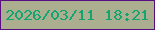 文字の大きさ：3、枠の色：590f80、背景の色：acae90、文字の色：12a572 無料ブログパーツのブログ時計