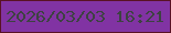文字の大きさ：5、枠の色：591225、背景の色：8133a3、文字の色：3d4241 無料ブログパーツのブログ時計