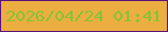 文字の大きさ：5、枠の色：591380、背景の色：ecae40、文字の色：87c236 無料ブログパーツのブログ時計