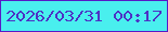 文字の大きさ：3、枠の色：5919c7、背景の色：49efee、文字の色：4d32c5 無料ブログパーツのブログ時計