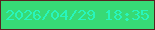 文字の大きさ：3、枠の色：592120、背景の色：37da76、文字の色：28f5bd 無料ブログパーツのブログ時計
