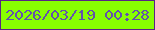 文字の大きさ：1、枠の色：592486、背景の色：88ff01、文字の色：6351ac 無料ブログパーツのブログ時計