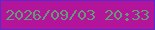 文字の大きさ：5、枠の色：592acf、背景の色：b41499、文字の色：669977 無料ブログパーツのブログ時計
