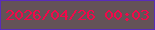 文字の大きさ：2、枠の色：592cba、背景の色：645257、文字の色：f1084a 無料ブログパーツのブログ時計