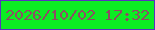 文字の大きさ：4、枠の色：5933c0、背景の色：0ced23、文字の色：8e4c64 無料ブログパーツのブログ時計