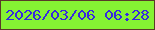 文字の大きさ：4、枠の色：593a28、背景の色：85f233、文字の色：3629df 無料ブログパーツのブログ時計