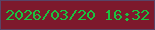 文字の大きさ：1、枠の色：594466、背景の色：7d192c、文字の色：1bc23f 無料ブログパーツのブログ時計