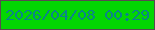 文字の大きさ：5、枠の色：594a50、背景の色：03d602、文字の色：0a848a 無料ブログパーツのブログ時計