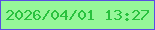 文字の大きさ：5、枠の色：594de3、背景の色：96f699、文字の色：29c13e 無料ブログパーツのブログ時計