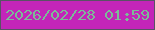文字の大きさ：5、枠の色：595265、背景の色：c325b9、文字の色：7cbc97 無料ブログパーツのブログ時計