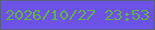 文字の大きさ：1、枠の色：595f81、背景の色：6c53e6、文字の色：64b246 無料ブログパーツのブログ時計