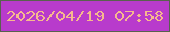文字の大きさ：5、枠の色：59614f、背景の色：b83bcc、文字の色：f6b98d 無料ブログパーツのブログ時計