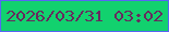 文字の大きさ：2、枠の色：5965f4、背景の色：12d16e、文字の色：68295e 無料ブログパーツのブログ時計