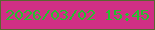文字の大きさ：2、枠の色：596630、背景の色：d02f85、文字の色：25bf2f 無料ブログパーツのブログ時計