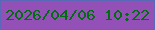 文字の大きさ：2、枠の色：5969b8、背景の色：9350b6、文字の色：016d11 無料ブログパーツのブログ時計