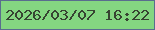 文字の大きさ：1、枠の色：596d8e、背景の色：84d681、文字の色：374432 無料ブログパーツのブログ時計
