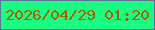 文字の大きさ：1、枠の色：597595、背景の色：18fe83、文字の色：a66104 無料ブログパーツのブログ時計