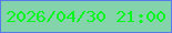 文字の大きさ：5、枠の色：597aed、背景の色：85d3aa、文字の色：09f71f 無料ブログパーツのブログ時計