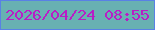 文字の大きさ：3、枠の色：5981e5、背景の色：68b1b2、文字の色：b91dc6 無料ブログパーツのブログ時計