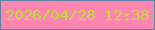 文字の大きさ：1、枠の色：5982a5、背景の色：fd85af、文字の色：bfdb40 無料ブログパーツのブログ時計