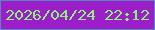 文字の大きさ：4、枠の色：5984c0、背景の色：9b1ec9、文字の色：8af475 無料ブログパーツのブログ時計