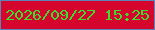 文字の大きさ：2、枠の色：5985ba、背景の色：d5052d、文字の色：40db2f 無料ブログパーツのブログ時計