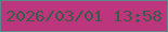 文字の大きさ：5、枠の色：59898b、背景の色：bc367d、文字の色：385c45 無料ブログパーツのブログ時計