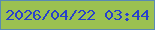 文字の大きさ：1、枠の色：598ab3、背景の色：9bc151、文字の色：2841cb 無料ブログパーツのブログ時計