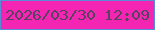 文字の大きさ：1、枠の色：598bd6、背景の色：f525b4、文字の色：57425f 無料ブログパーツのブログ時計
