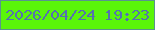 文字の大きさ：4、枠の色：59948e、背景の色：5af509、文字の色：5571af 無料ブログパーツのブログ時計
