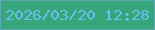 文字の大きさ：3、枠の色：59a8b4、背景の色：38a67b、文字の色：68bff2 無料ブログパーツのブログ時計
