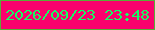 文字の大きさ：1、枠の色：59ad37、背景の色：fa016d、文字の色：16fb64 無料ブログパーツのブログ時計