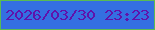 文字の大きさ：5、枠の色：59bb52、背景の色：346fe1、文字の色：6012ab 無料ブログパーツのブログ時計