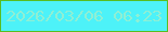 文字の大きさ：5、枠の色：59bd21、背景の色：4df2f8、文字の色：8fefd4 無料ブログパーツのブログ時計