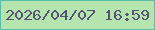 文字の大きさ：4、枠の色：59bfa8、背景の色：b6e4ae、文字の色：565474 無料ブログパーツのブログ時計